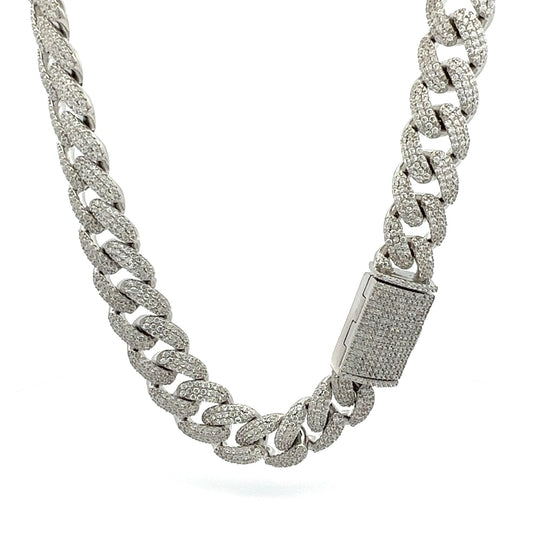 TYRANT 14MM 24" 925 CZ RHODIUM ICED OUT CUBAN CHAIN