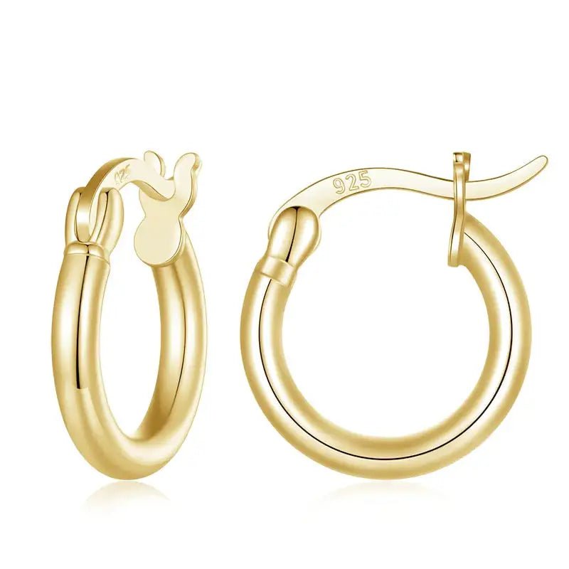 925 Sterling Silver Bold Classic Hypoallergenic Hoop Earrings, 14K White Gold Plated Standard Tube Earrings for Women - Jewelry Iced
