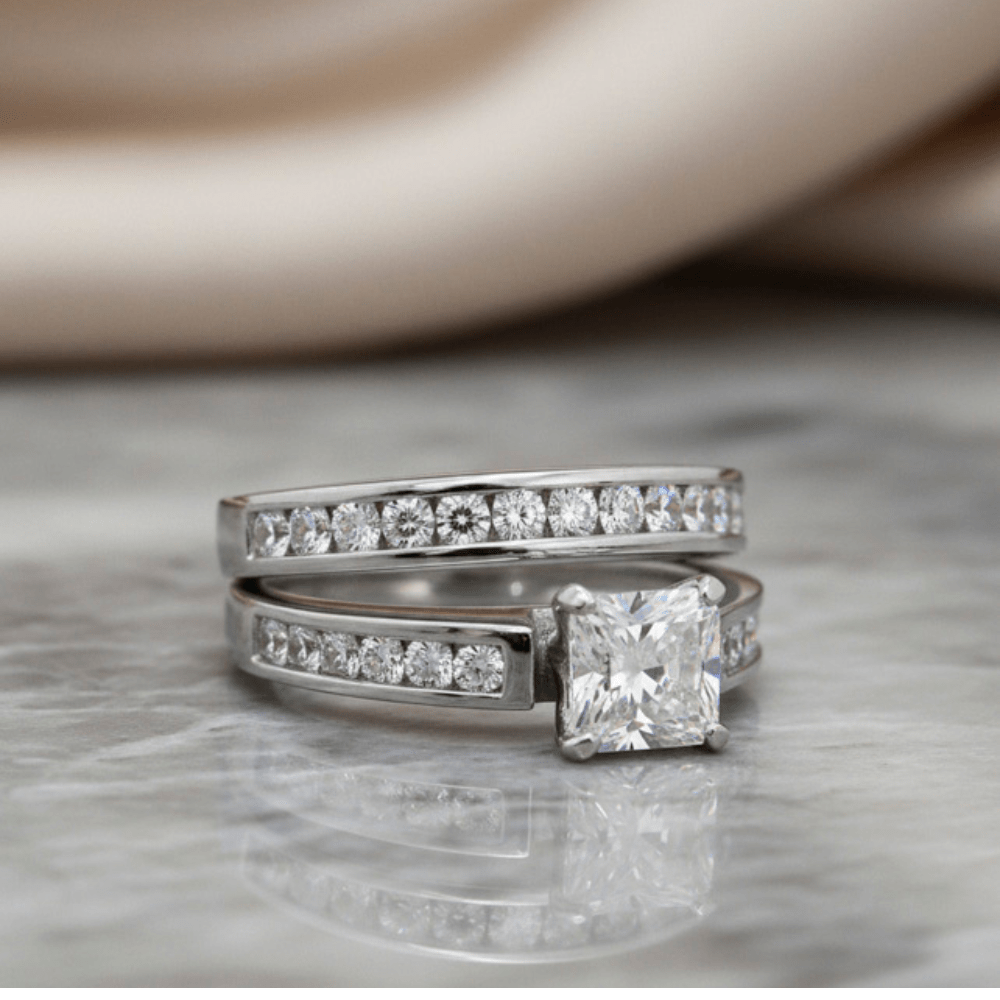 925 Sterling Silver Rhodium Finish CZ Princess Solitaire Engagement Ring - Jewelry Iced