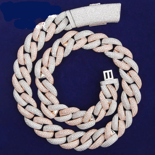 5AAA+ Miami Cuban Link Chain Necklace Cubic Zircon Hip Hop Choker Rock