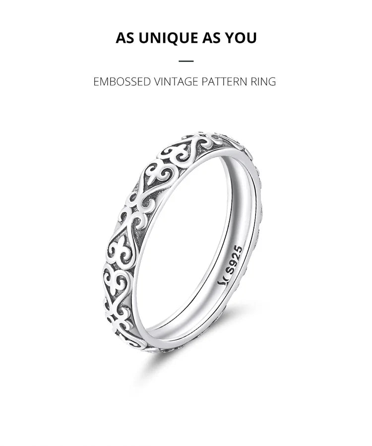 Vintage Engraved Sterling Silver Band Ring
