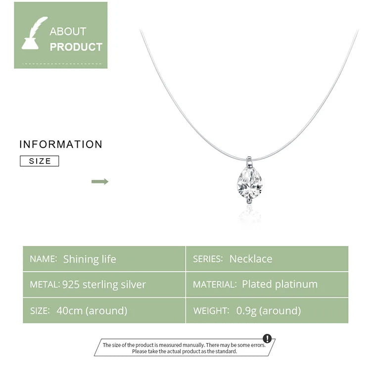 Silver Invisible Chain Necklaces pendants Rhinestone Choker