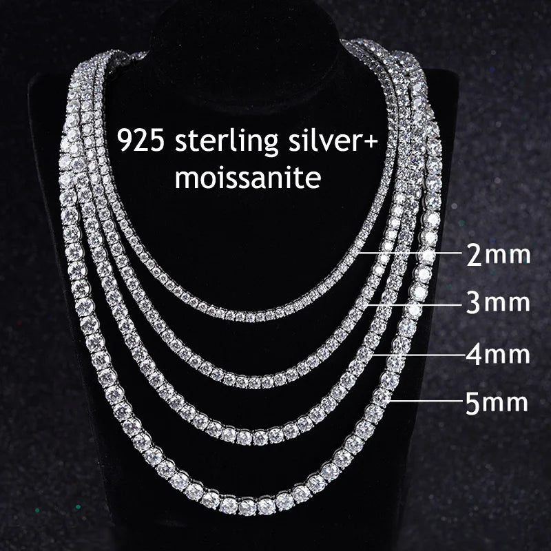 Necklace with varying diamond sizes labeled on a dark background
