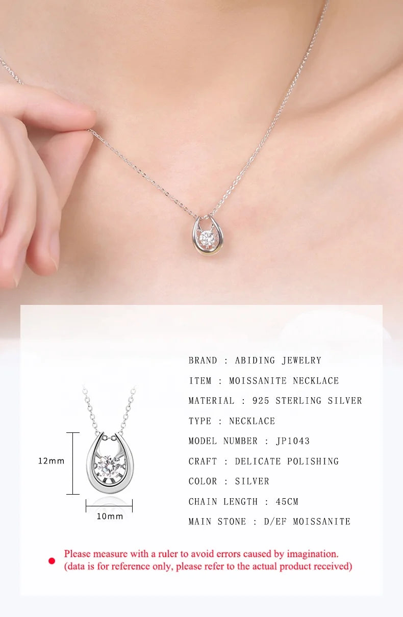 925 Sterling Silver Jewelry Necklaces Women Moissanite Diamond Pendant