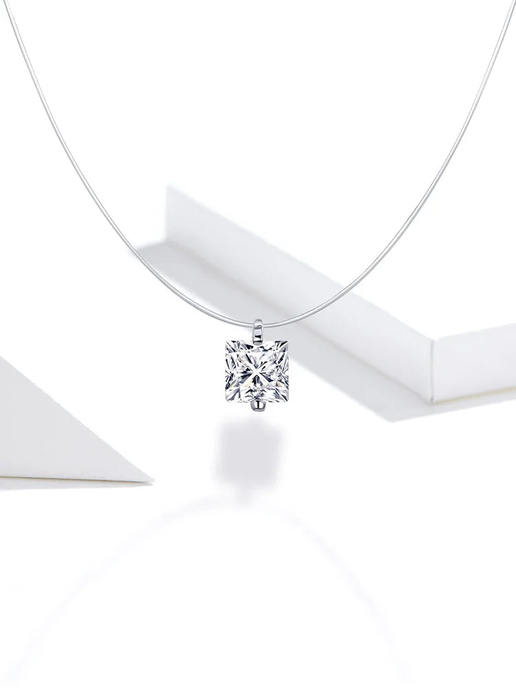 Silver Invisible Chain Necklaces pendants Rhinestone Choker