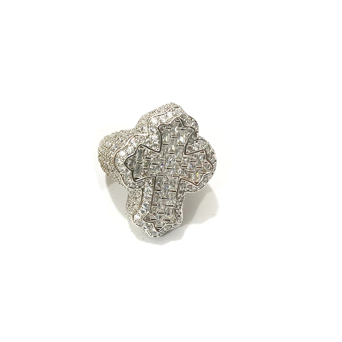 Cross Finger Ring Iced Out 5AAAAA Zircon Prong Fashion Luxulry Men Hip Hop Jewelry for Gift