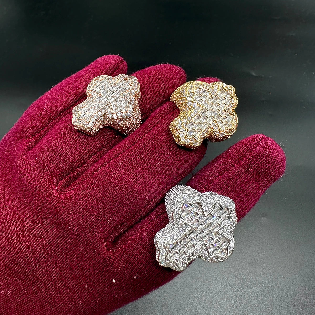 Cross Finger Ring Iced Out 5AAAAA Zircon Prong Fashion Luxulry Men Hip Hop Jewelry for Gift