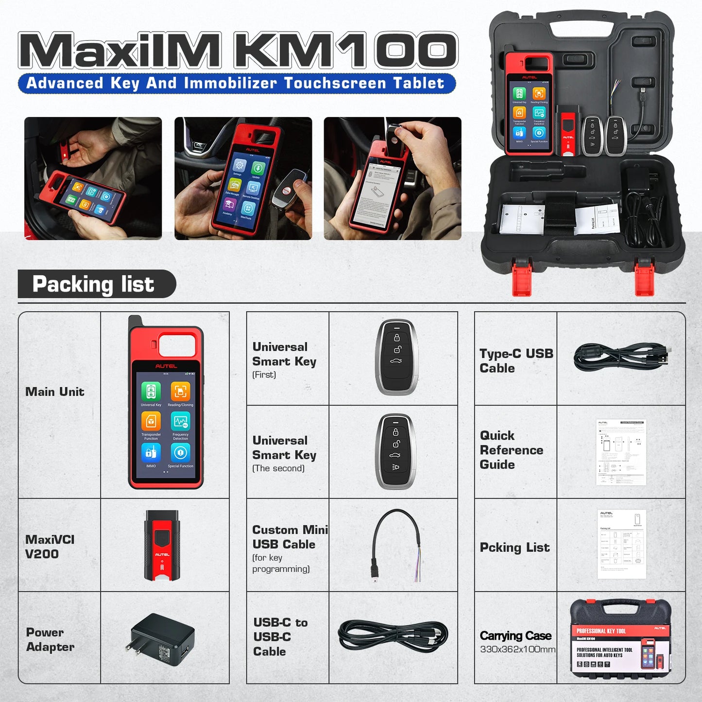 Autel MaxiIM KM100 KM100X Key Fob Programmer Immobilizer Tool Key Creation IMMO Learning Chip Read Cloning Frequency Detection
