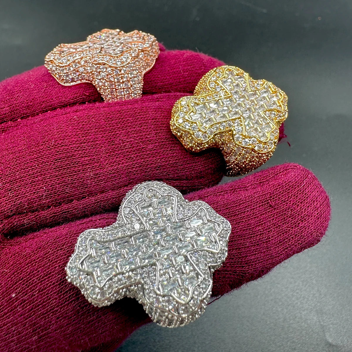 Cross Finger Ring Iced Out 5AAAAA Zircon Prong Fashion Luxulry Men Hip Hop Jewelry for Gift