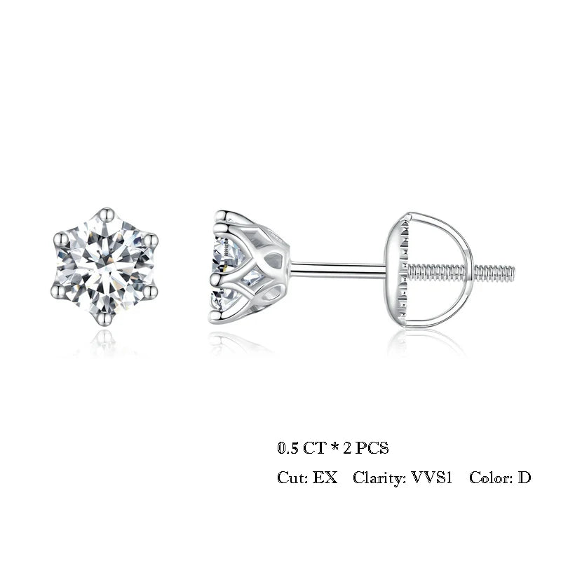Round Cut VVS1/D GRA Certified Moissanite Stud Earrings