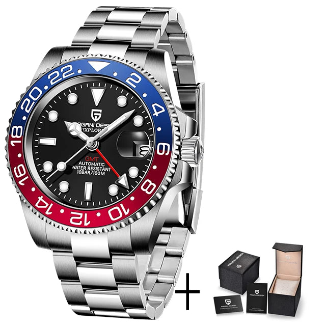 PAGANI DESIGN PD-1662 Men's Mechanical Watch - GMT, Sapphire Glass, Waterproof