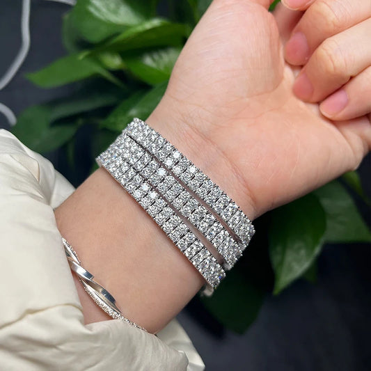 2/3MM Full Moissanite Tennis Bracelet For Women Original 925 Sterling Silver Gold Man's Moissanite Eternity Chain