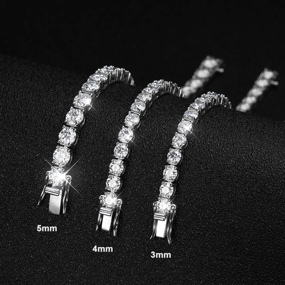 S925 Sterling Silver 3MM Round VVS1 Moissanite Tennis Bracelet For Women Men Original18k White Gold with GRA for Women Man