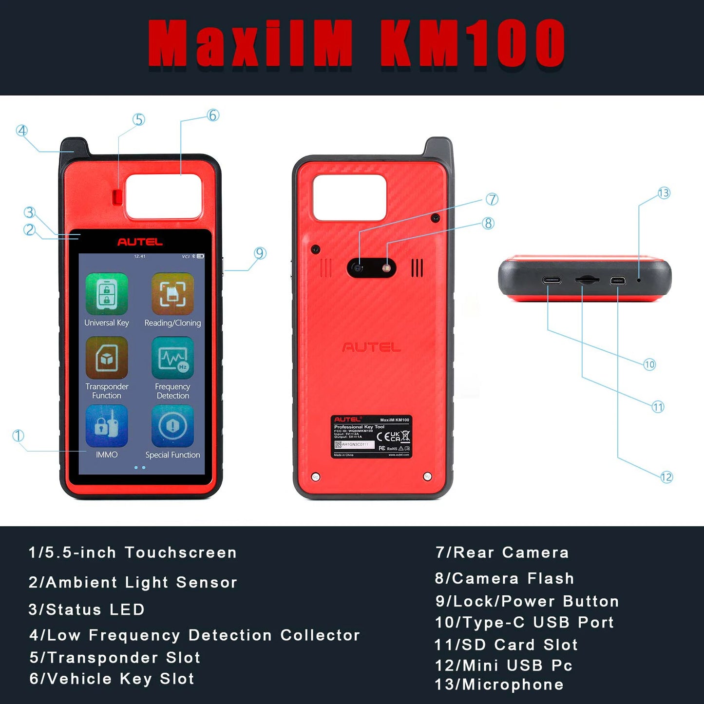 Autel MaxiIM KM100 KM100X Key Fob Programmer Immobilizer Tool Key Creation IMMO Learning Chip Read Cloning Frequency Detection