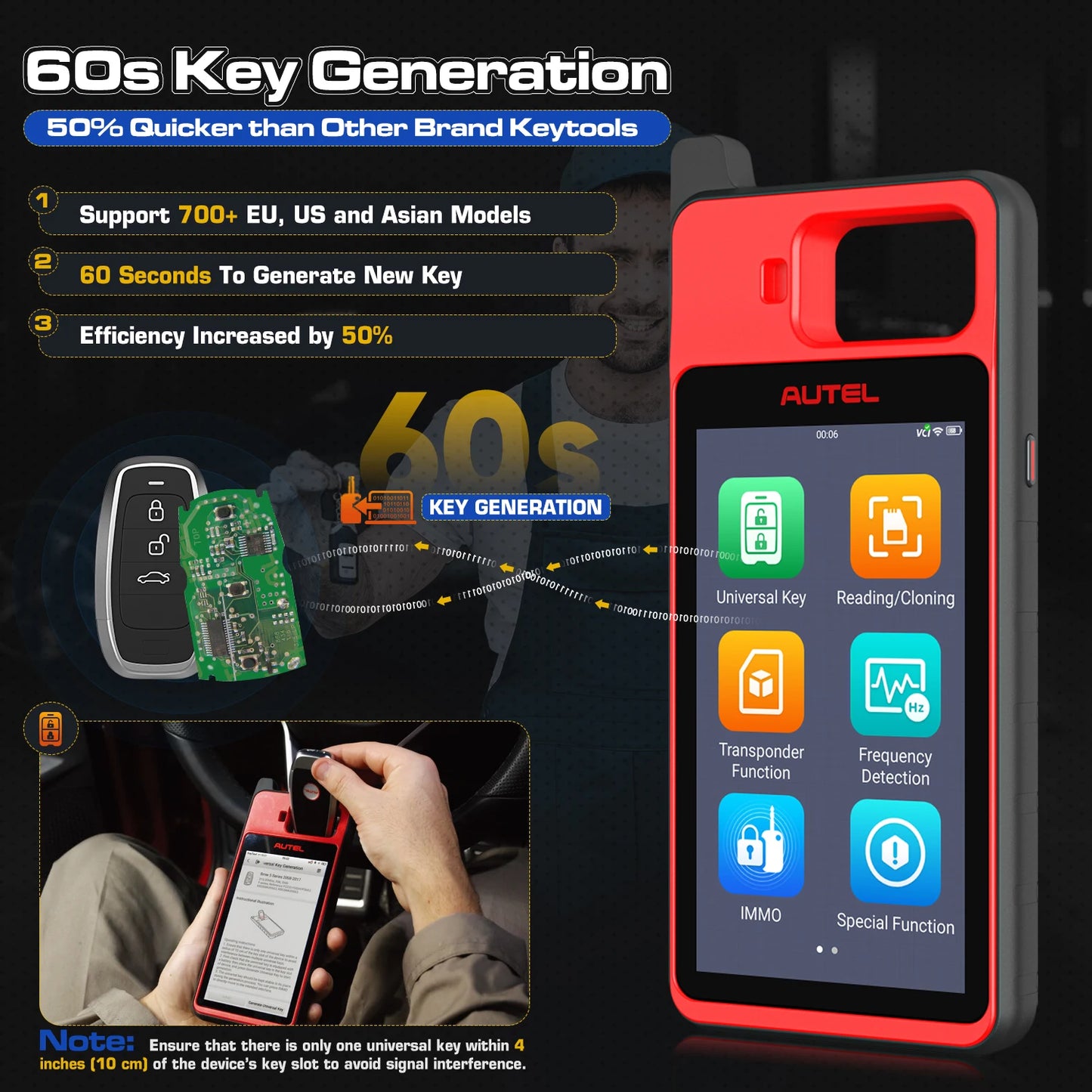 Autel MaxiIM KM100 KM100X Key Fob Programmer Immobilizer Tool Key Creation IMMO Learning Chip Read Cloning Frequency Detection