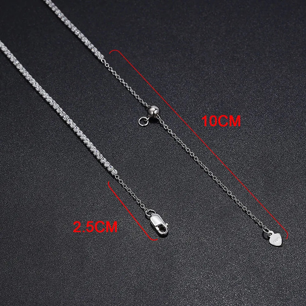 2mm D VVS1 Moissanite Tennis Necklace Adjustable s925 Sterling Silver with GRA