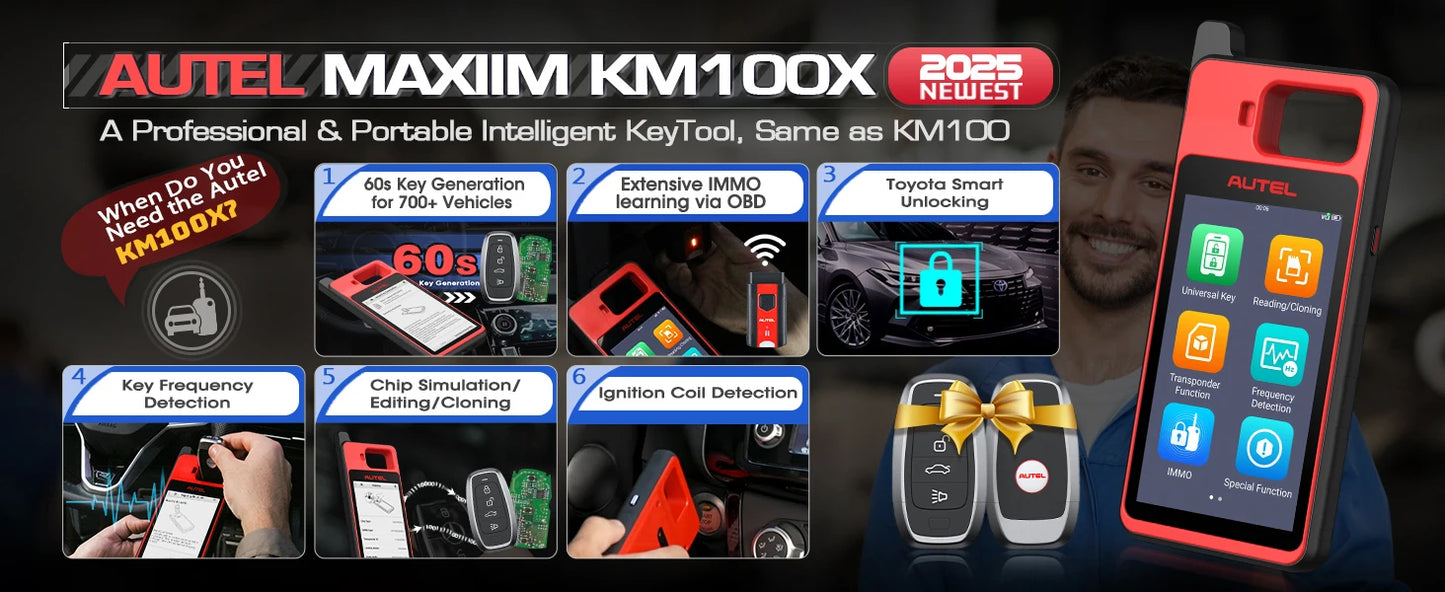 Autel MaxiIM KM100 KM100X Key Fob Programmer Immobilizer Tool Key Creation IMMO Learning Chip Read Cloning Frequency Detection