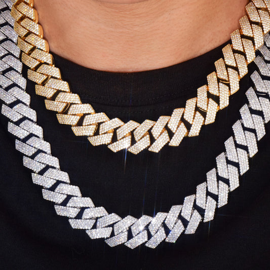 20mm Hip Hop Miami Cuban Chain Necklace Bracelet Cubic Zirconia Men Rap Jewelry