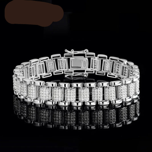 10mm Moissanite Cuban Watch Bracelet Full Diamond GRA Solid 925 Silver Plated White Gold Tennis Bracelets for Women Man