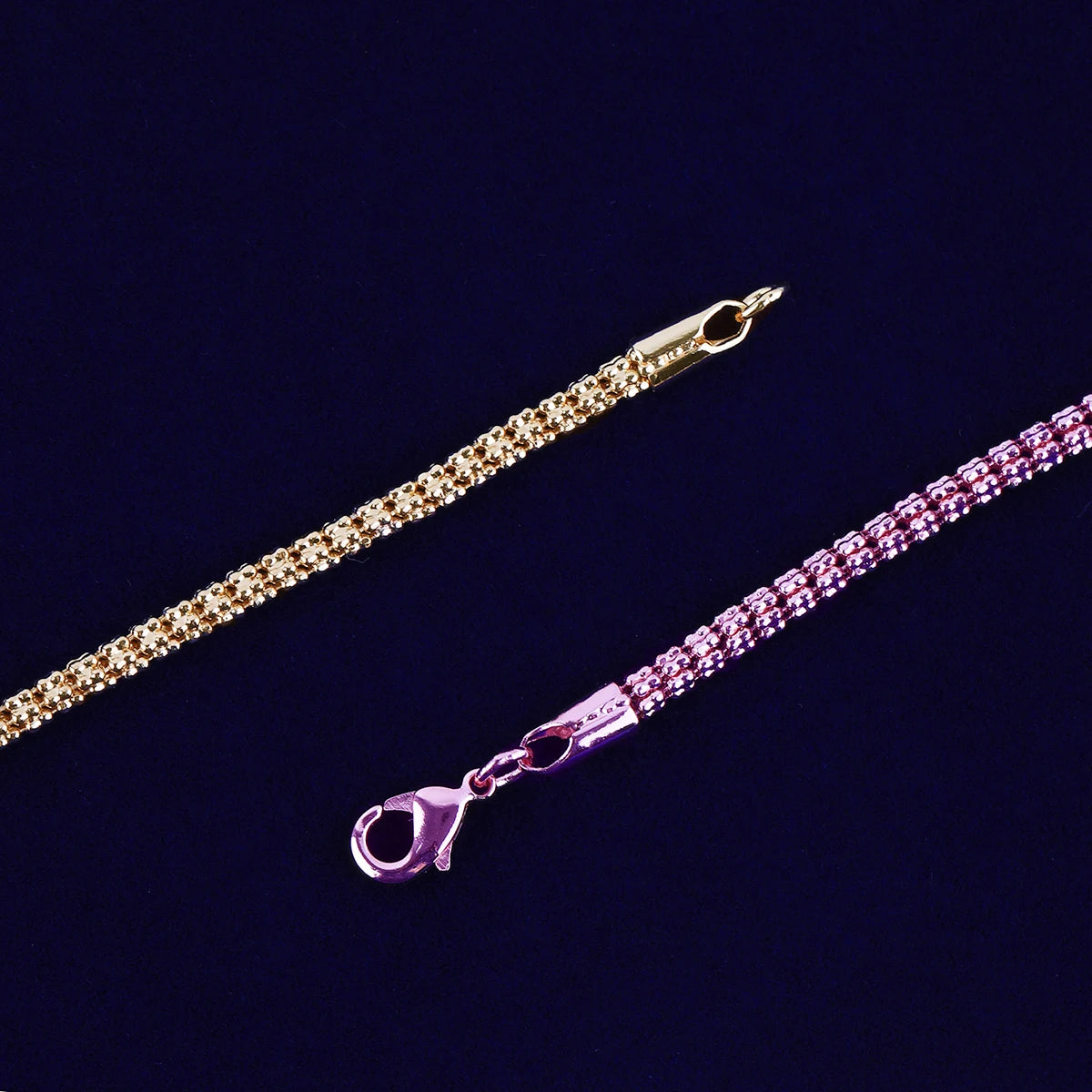 Necklace Snake Link Chain Round 24K Gold Plated Hip Hop Jewelry Unisex Gift New