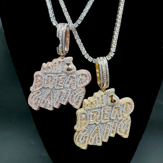 3AAA Jewelry Iced Pedant Bread Gang Necklace