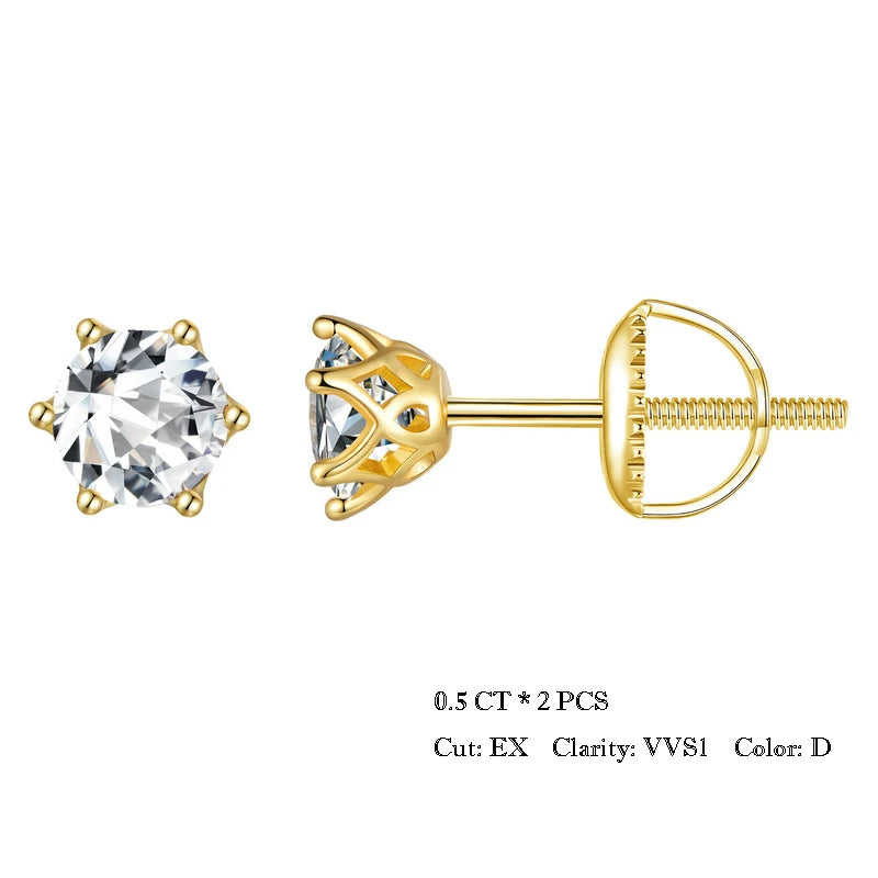 Round Cut VVS1/D GRA Certified Moissanite Stud Earrings