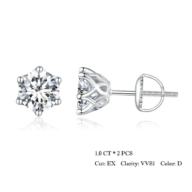 Round Cut VVS1/D GRA Certified Moissanite Stud Earrings