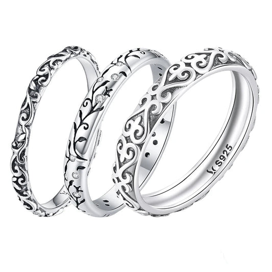 Vintage Engraved Sterling Silver Band Ring