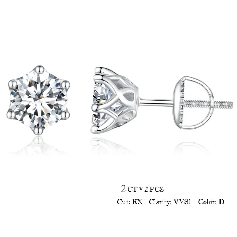 Round Cut VVS1/D GRA Certified Moissanite Stud Earrings