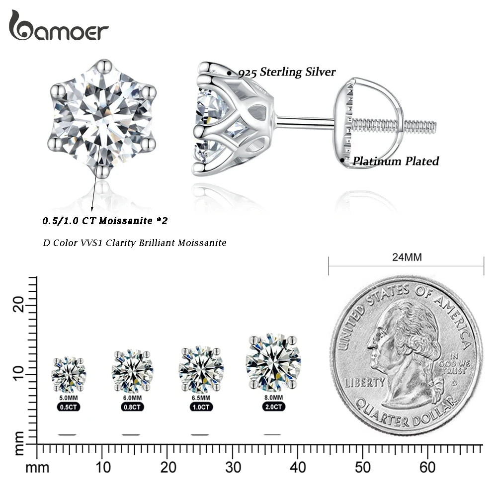 Round Cut VVS1/D GRA Certified Moissanite Stud Earrings