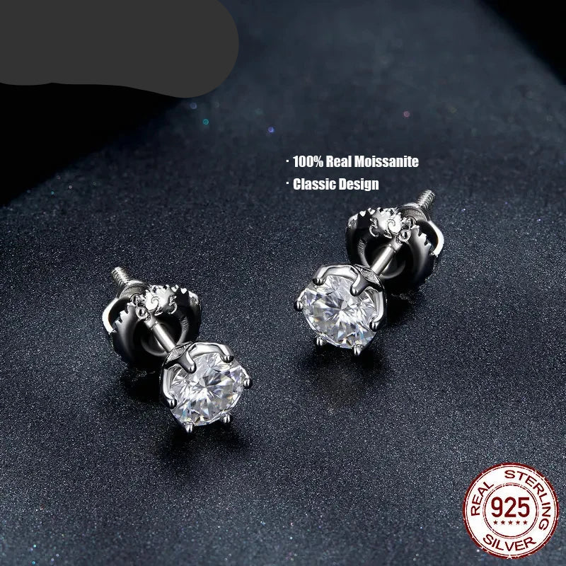 Round Cut VVS1/D GRA Certified Moissanite Stud Earrings
