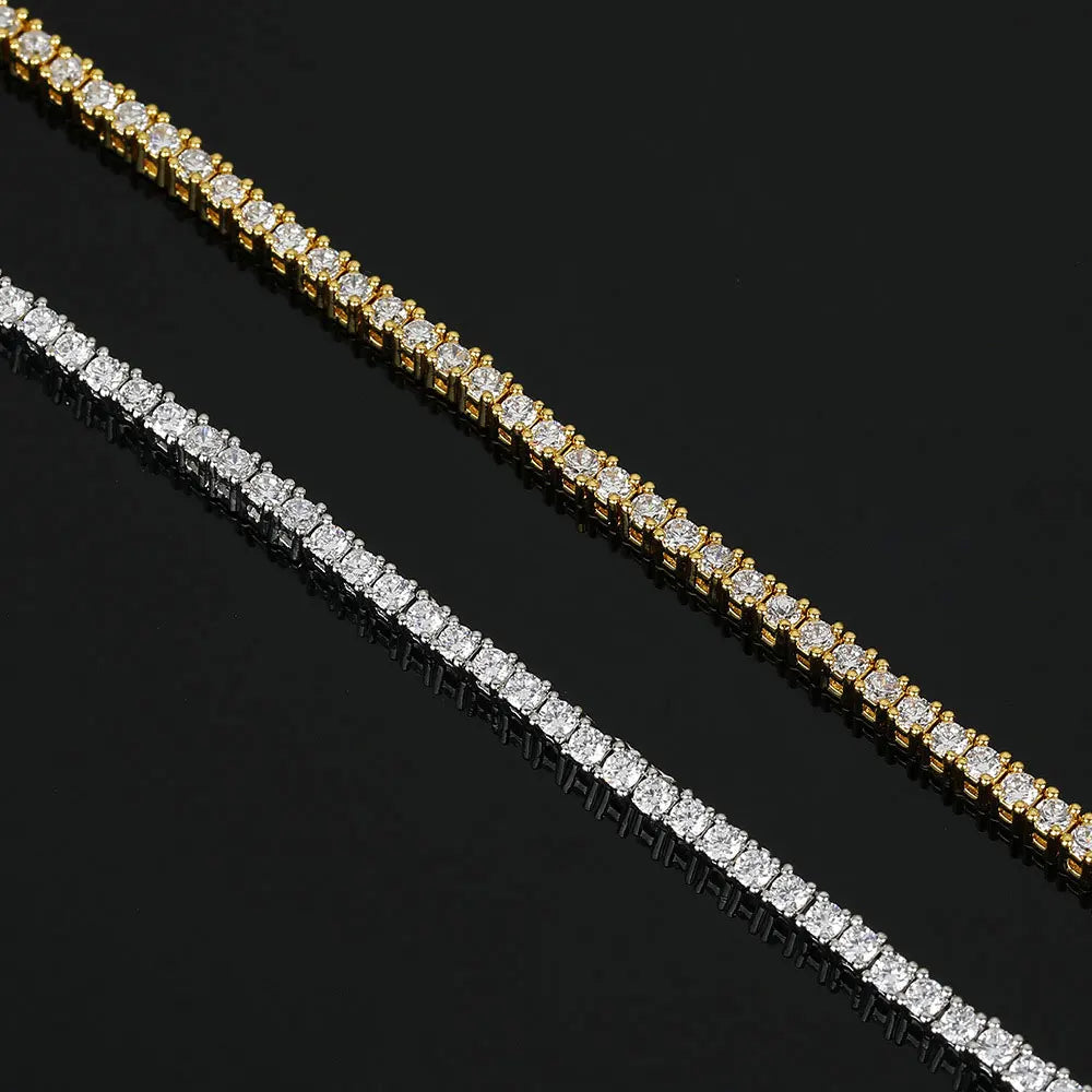 2mm D VVS1 Moissanite Tennis Necklace Adjustable s925 Sterling Silver with GRA
