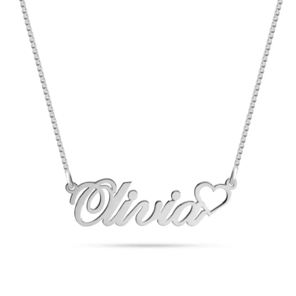 Custom Classic Name Necklace With Heart Box Chain Day Gift 14"- 22''