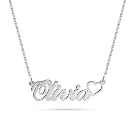 Custom Classic Name Necklace With Heart Box Chain Day Gift 14"- 22'' - Jewelry Iced