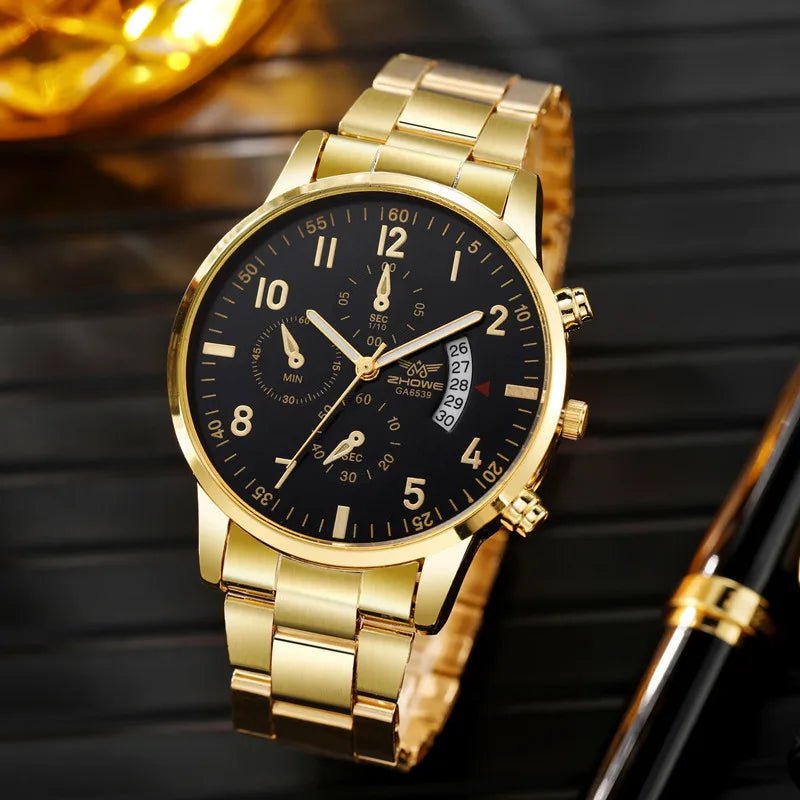 Men's Fashion Business Quartz Watch – 42mm Calendar Steel Belt - Jewelry Iced