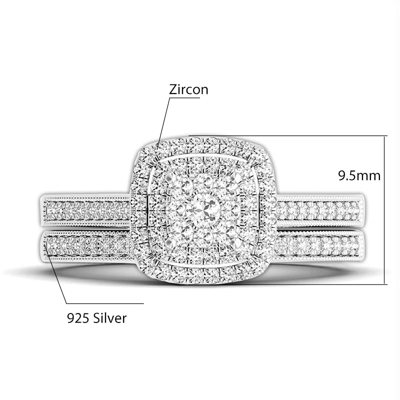Moissanite Bridal Ring Set 2PCS | 925 Sterling Silver | D Color | Wedding & Engagement - Jewelry Iced