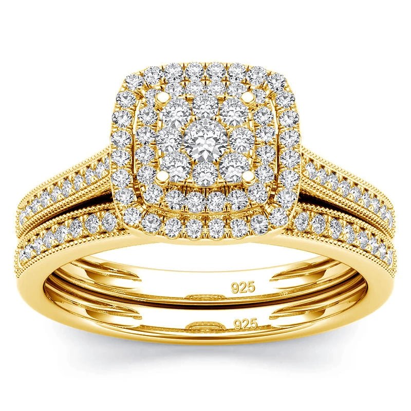 Moissanite Bridal Ring Set 2PCS | 925 Sterling Silver | D Color | Wedding & Engagement - Jewelry Iced
