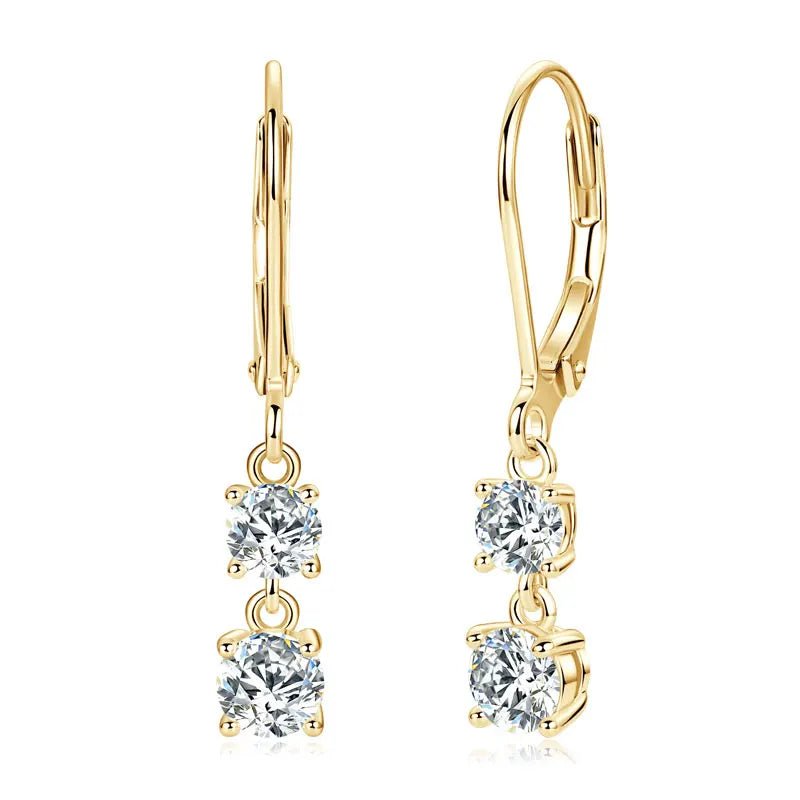 Moissanite Leverback Drop Earrings 925 Sterling Silver – Round 0.30ct / 0.40ct - Jewelry Iced