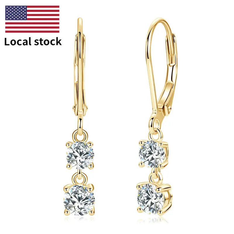 Moissanite Leverback Drop Earrings 925 Sterling Silver – Round 0.30ct / 0.40ct - Jewelry Iced