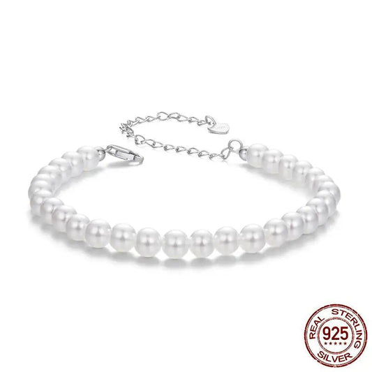 Pearl Chain Link Bracelet — 925 Sterling Silver - Jewelry Iced