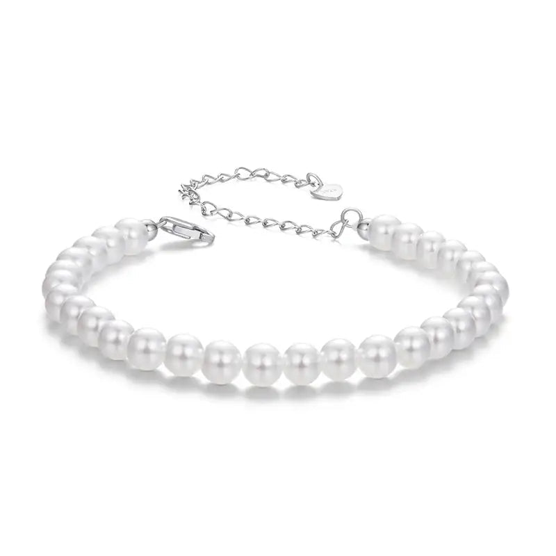 Pearl Chain Link Bracelet — 925 Sterling Silver - Jewelry Iced