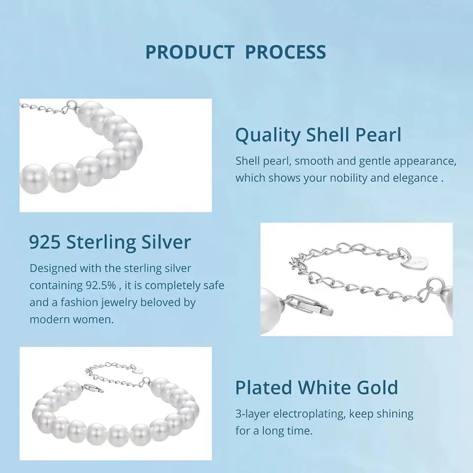 Pearl Chain Link Bracelet — 925 Sterling Silver - Jewelry Iced