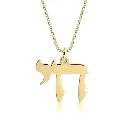 Real 24K Gold Plated Chai Necklace – Jewish Hebrew Pendant for Women - Jewelry Iced