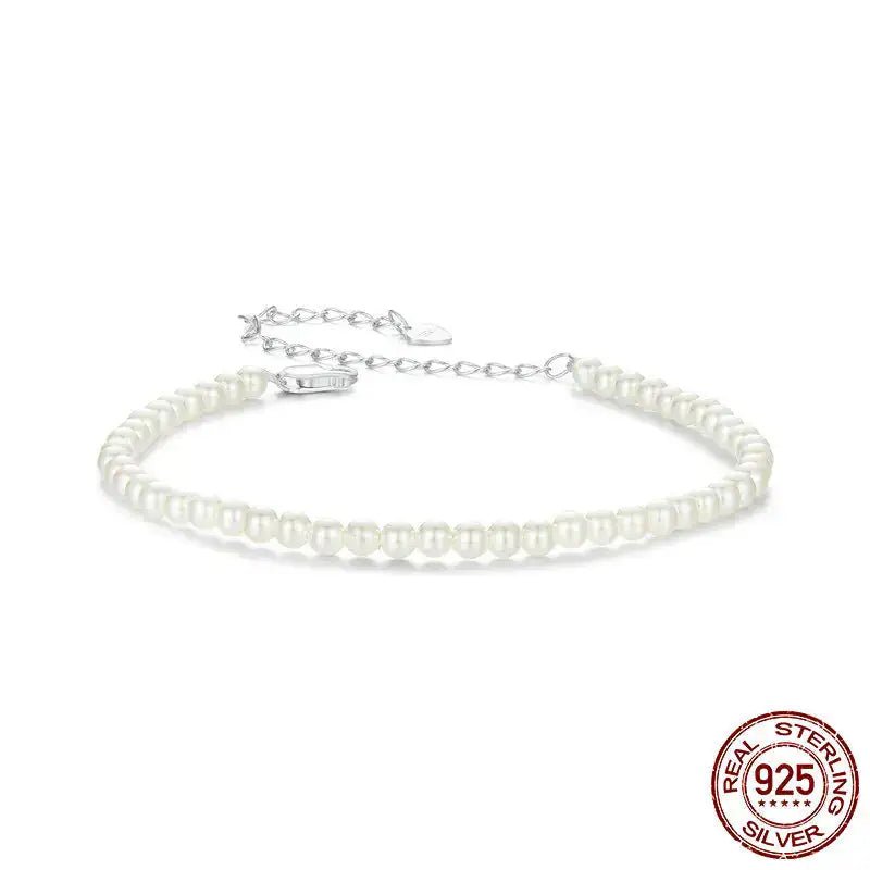 Shell Pearl Beaded Bracelet — 925 Sterling Silver - Jewelry Iced