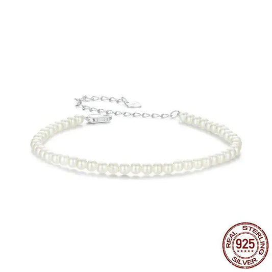 Shell Pearl Beaded Bracelet — 925 Sterling Silver - Jewelry Iced