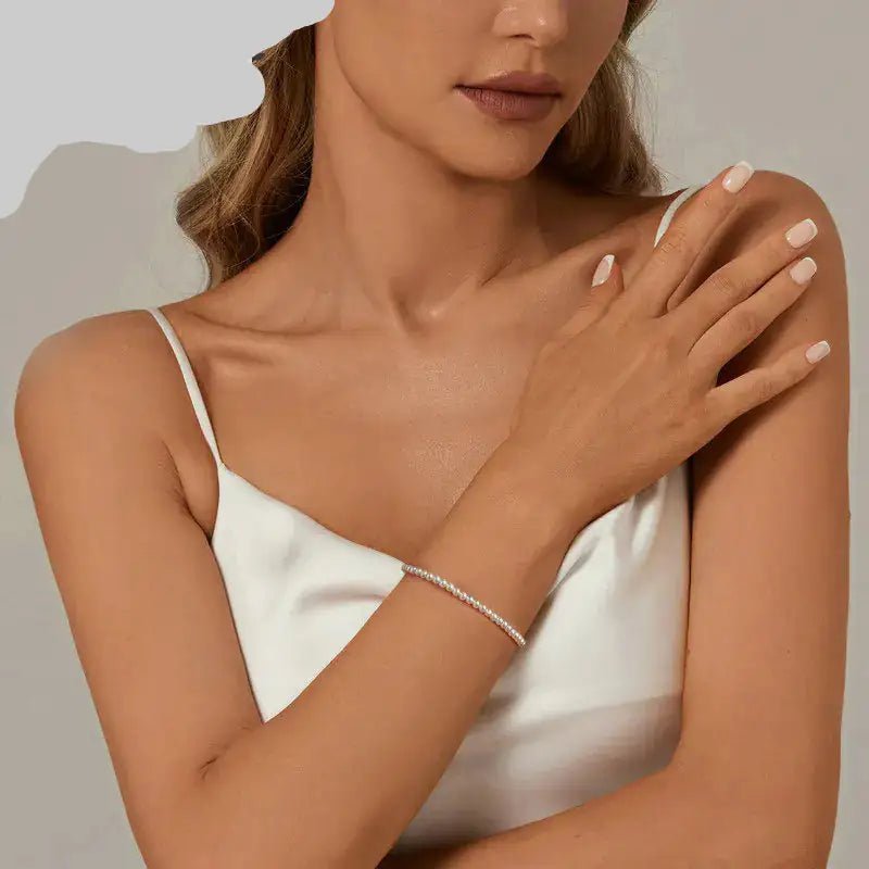 Shell Pearl Beaded Bracelet — 925 Sterling Silver - Jewelry Iced