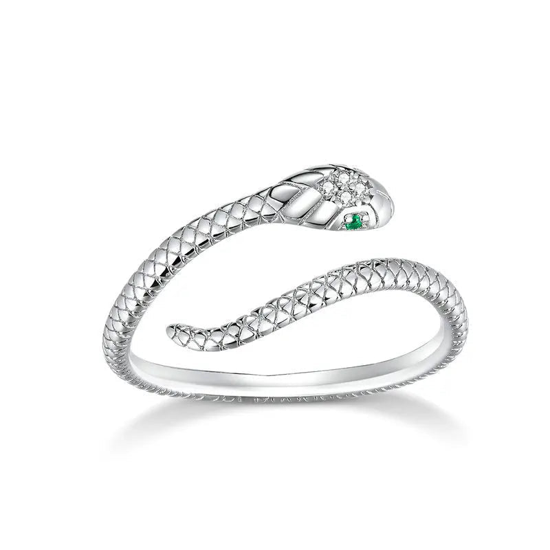 Snake Ring – 925 Sterling Silver, Adjustable - Jewelry Iced