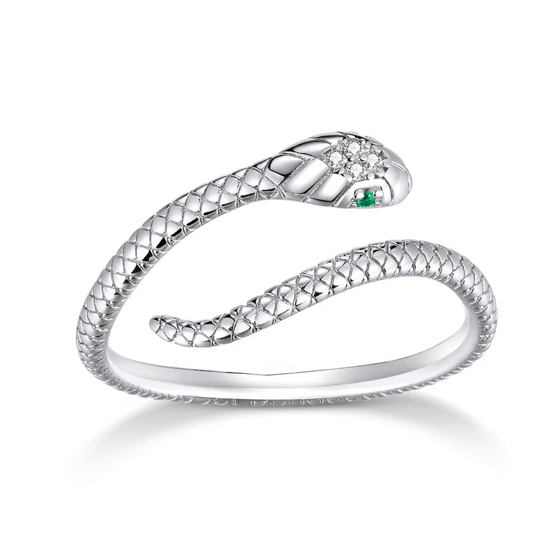 Snake Ring – 925 Sterling Silver, Adjustable - Jewelry Iced