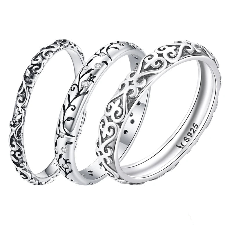 Vintage Engraved Sterling Silver Band Ring - Jewelry Iced