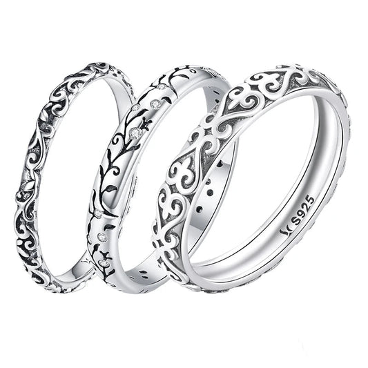 Vintage Engraved Sterling Silver Band Ring - Jewelry Iced
